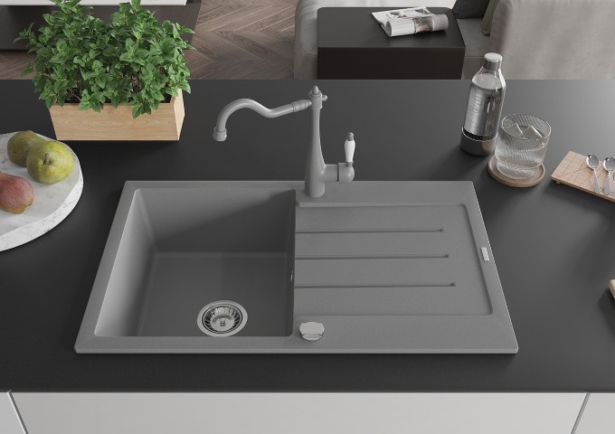 Graue Einzelbecken Granitspülen