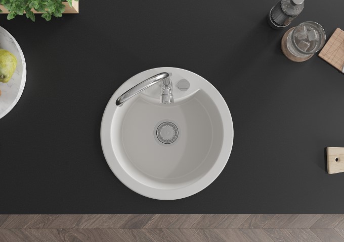 Granitspülen Einzelbecken Weiß