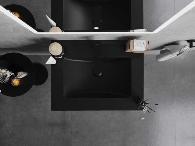 Ansicht von oben auf den Schrank mit Waschbecken 60 cm