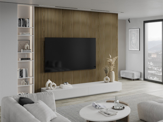 eiche natur lamellen im wohnzimmer