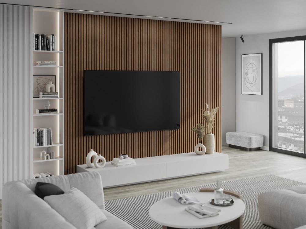 Wandpaneele auf Filz im Wohnzimmer