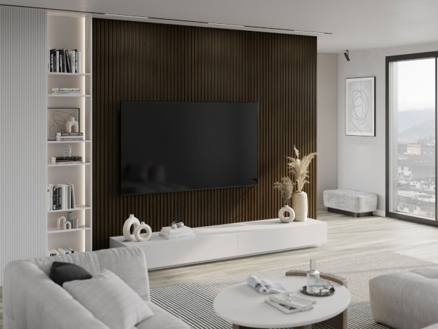 Wenge-Wandpaneele im Wohnzimmer