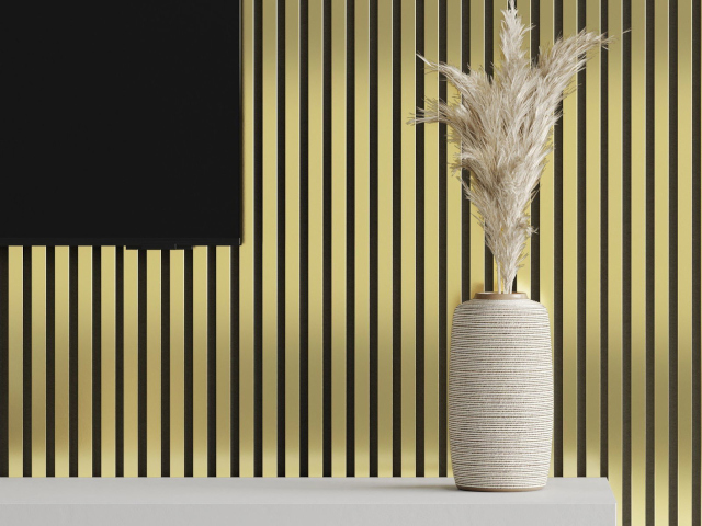 Goldene Lamellen im Raum