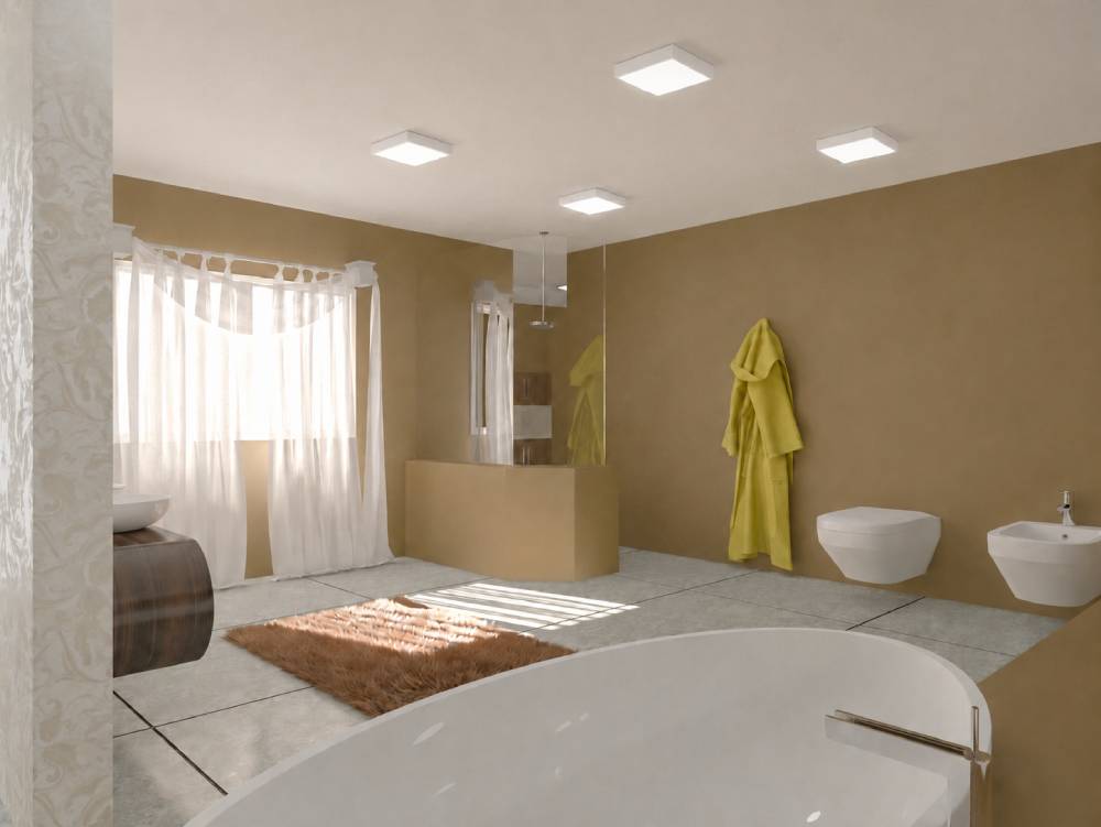 Quadratische Deckenleuchten im Badezimmer