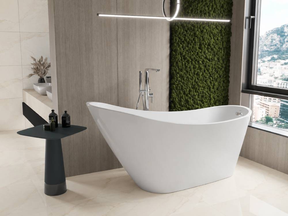 Cremefarbene Fliesen im Badezimmer