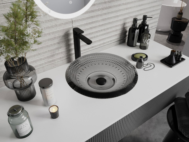 Waschtischunterschrank mit weißer Platte