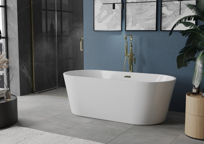 moderne Badezimmer mit blauer Wand