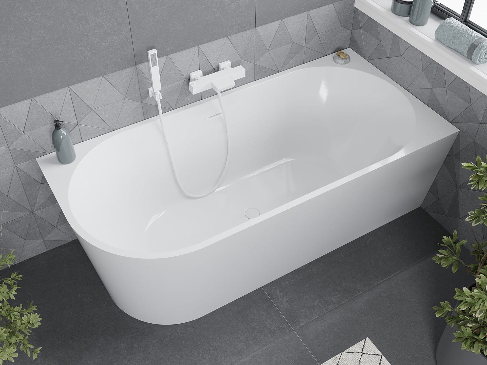 Freistehende Badewanne mit einer Länge von 150 cm