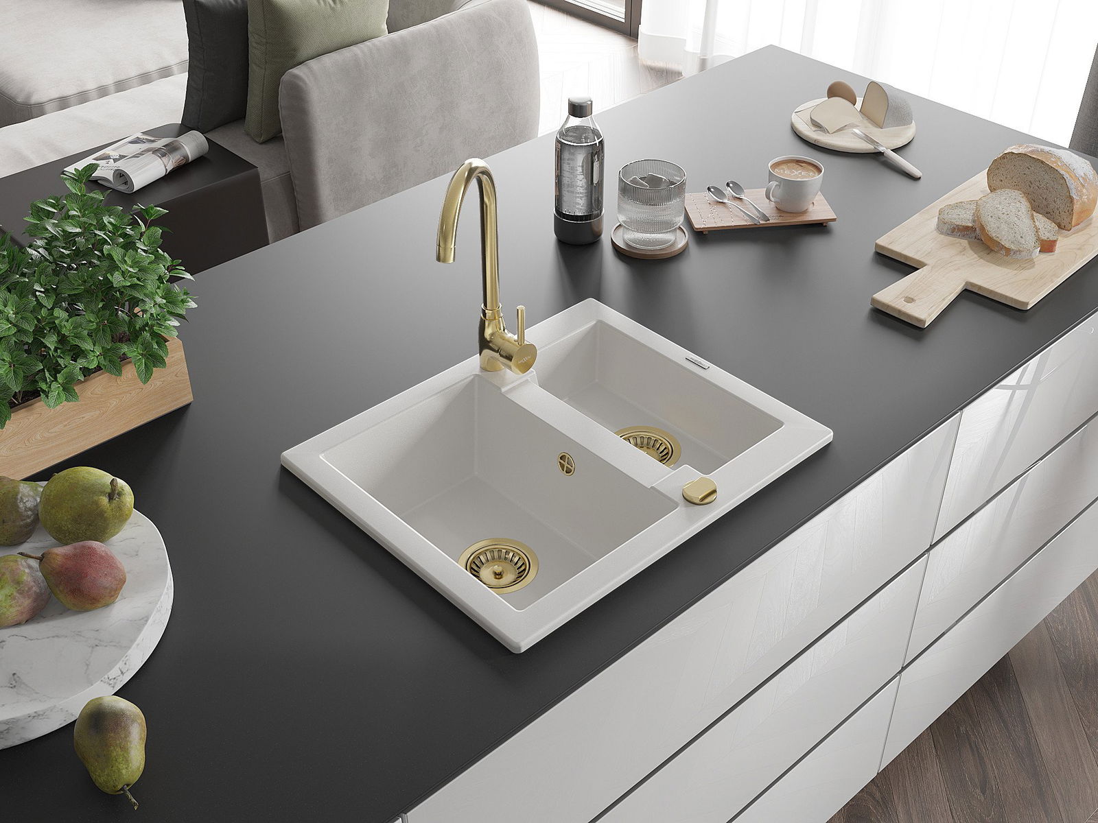 Anderthalb-Kammern Spülbecken Mexen