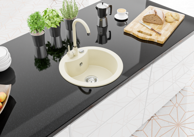 Granitspülen mit runder Armatur