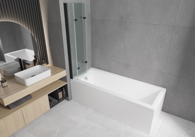 Badewannen-Faltwände schwarzes Profil