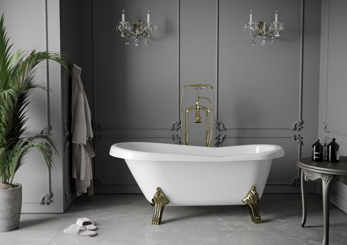 freistehende Badewanne auf Beinen