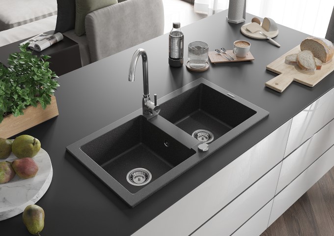 Schwarze gesprenkelte Granitspülen