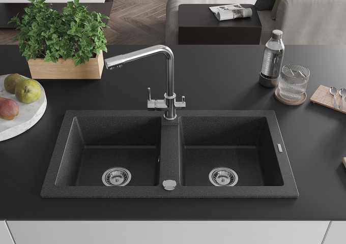 Schwarze gesprenkelte Granitspülen