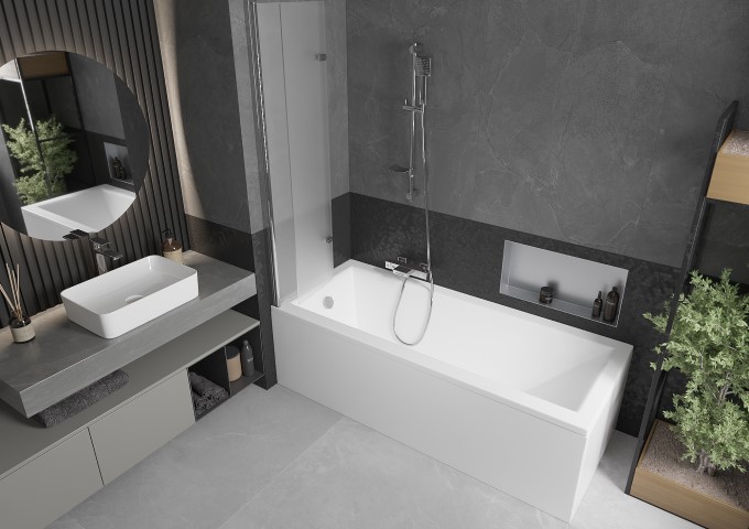 Badewannen 150x70 mit Duschabtrennung und Verkleidung