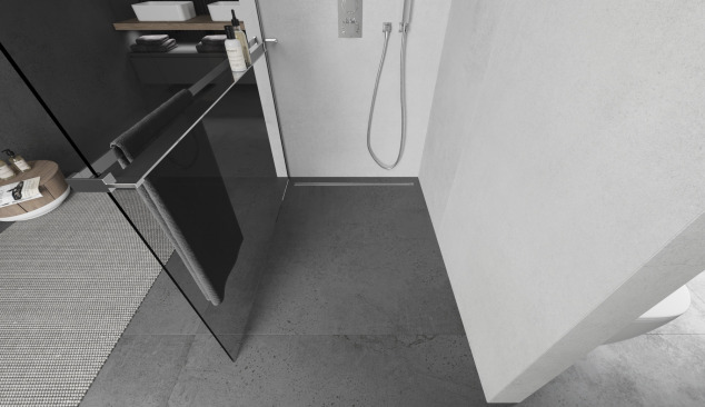 Duschwand mit Regal im modernen Stil