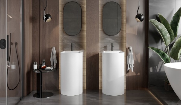 Holzaccessoires im Boho-Stil im Badezimmer