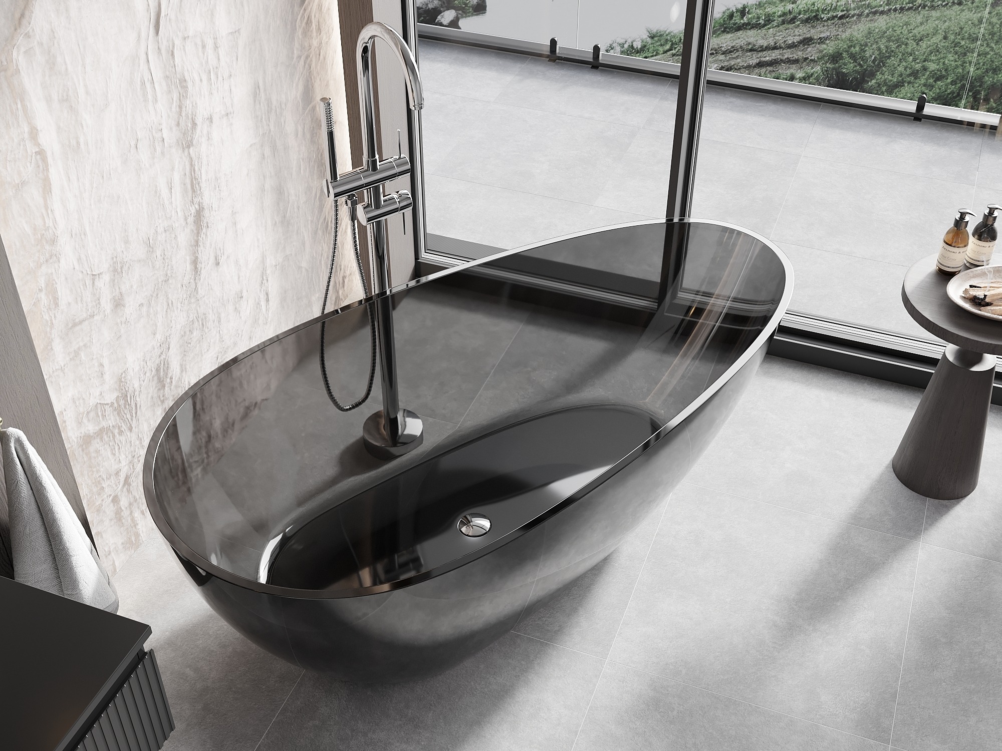 Transparente Harzbadewanne im Badezimmer