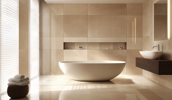 Beige Badezimmer — wie schafft man ein warmes, elegantes und zeitloses Interieur?