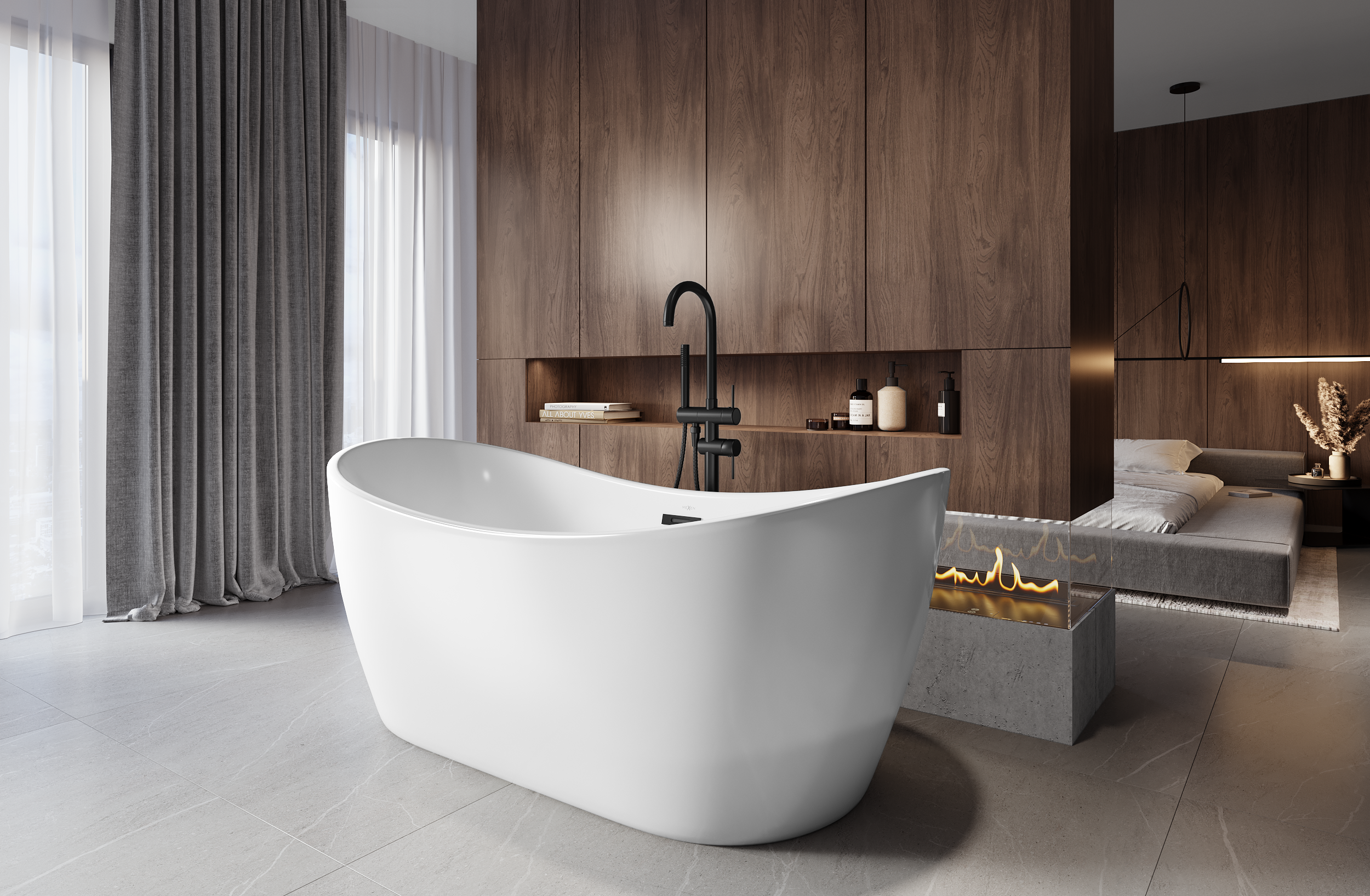 Freistehende Badewanne im klassischen Stil
