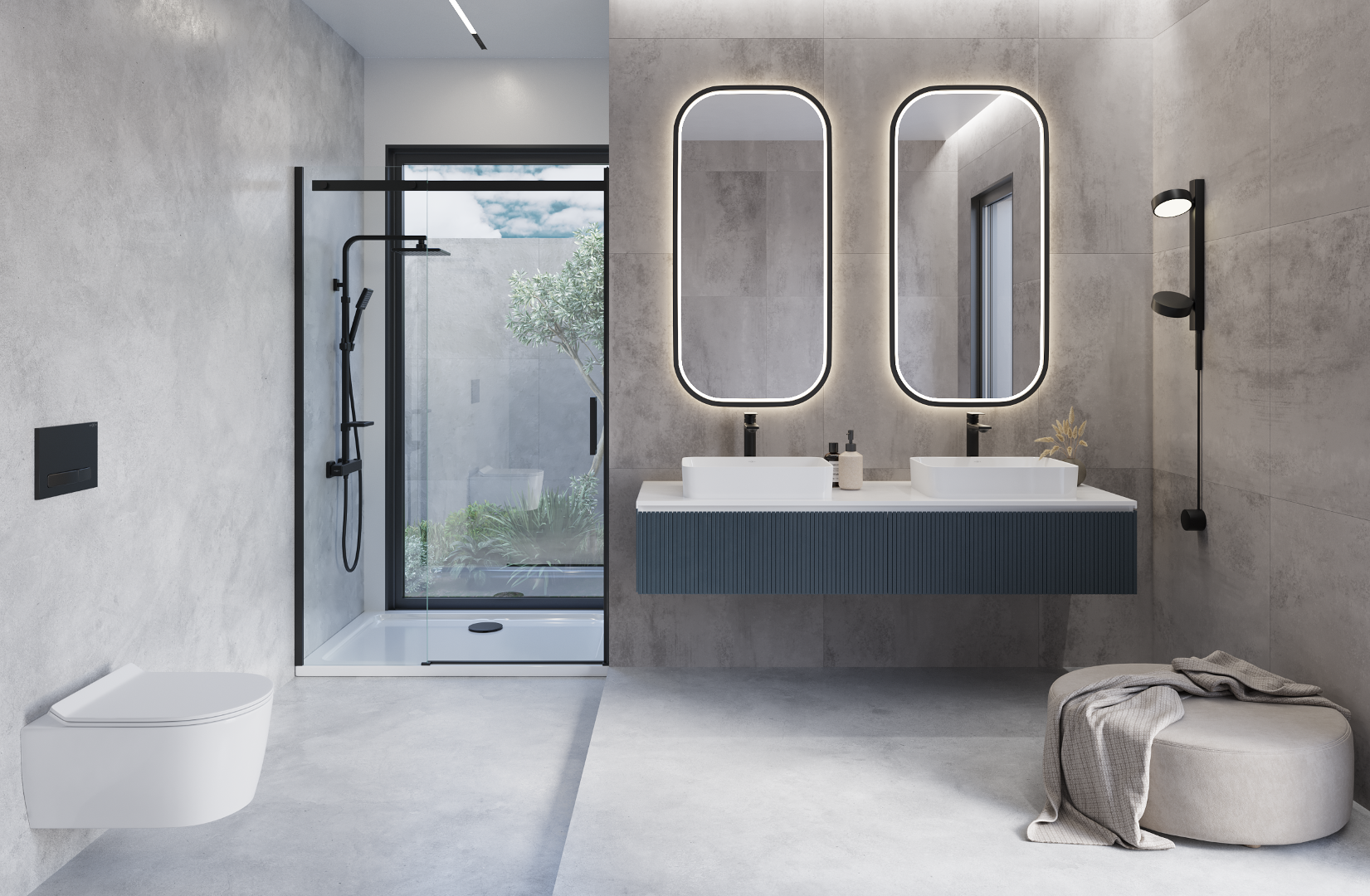Moderne Badezimmer mit zwei Waschbecken
