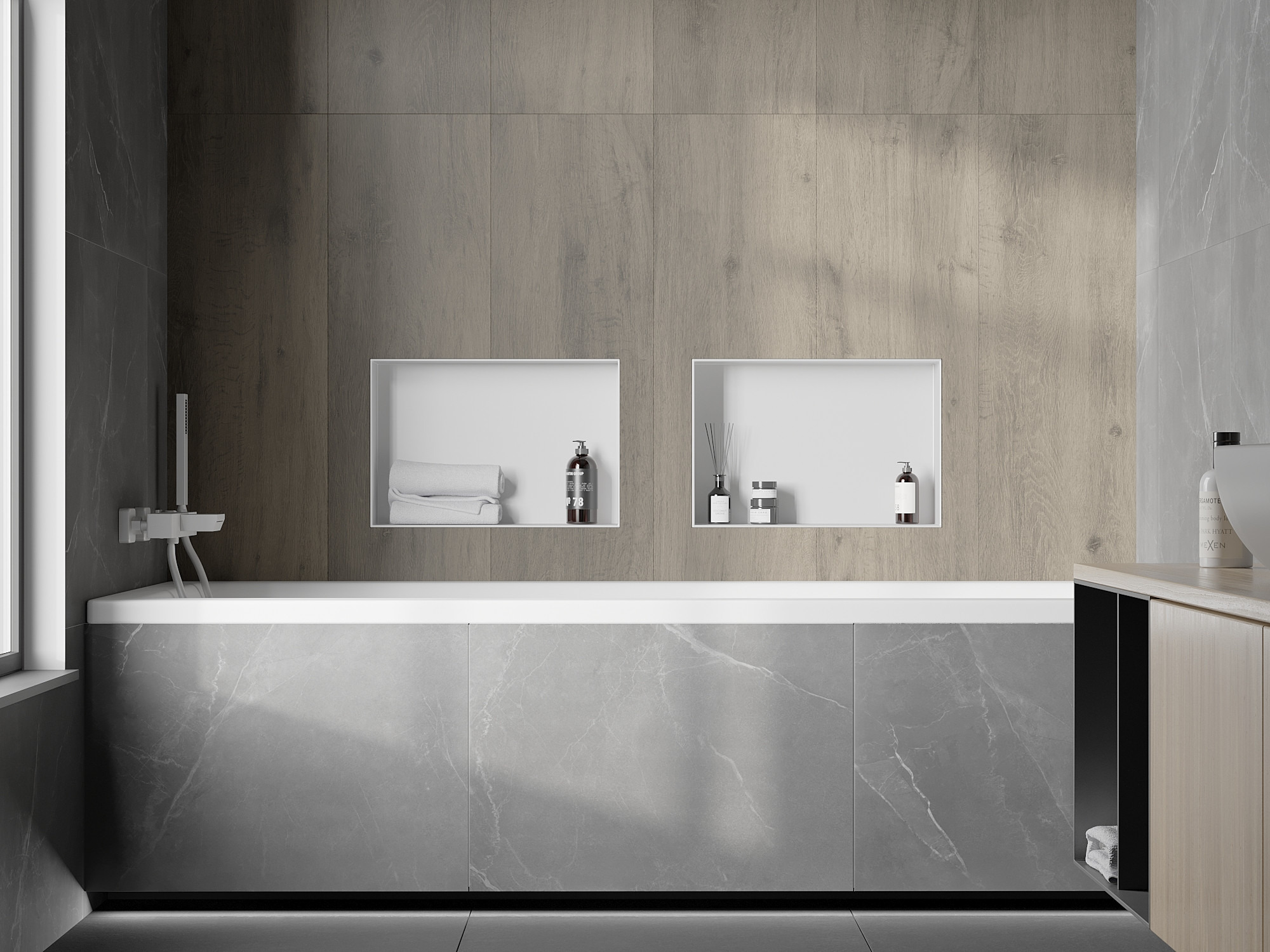 Badewanne mit Fliesen verkleidet 