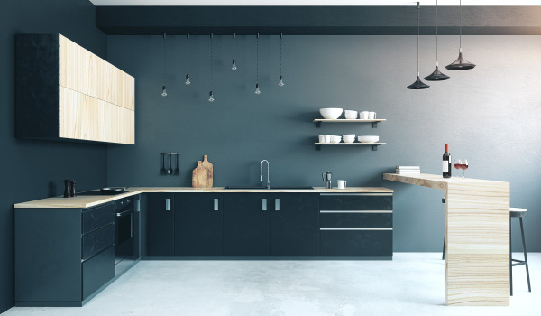 Beton an der Wand in der Küche: Arrangements und Praktikabilität von Architekturbeton