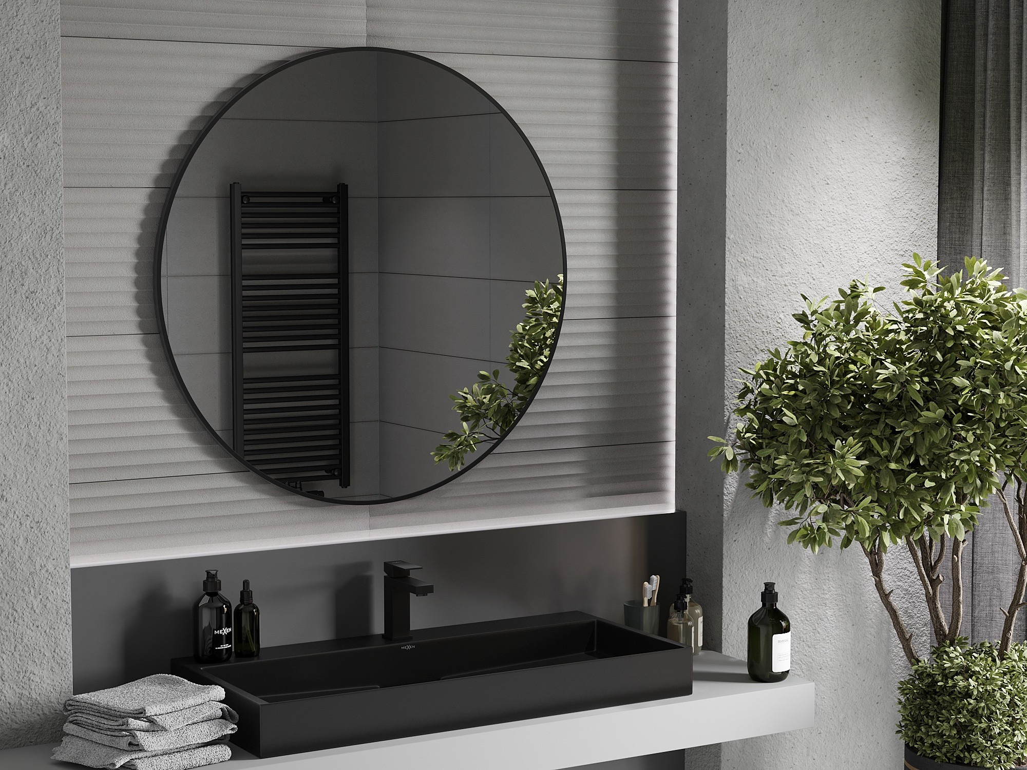 Dunkles Badezimmer im Industrystil