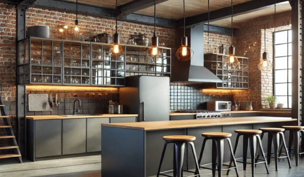 Wie richtet man eine Küche im industriellen Loft-Stil ein?
