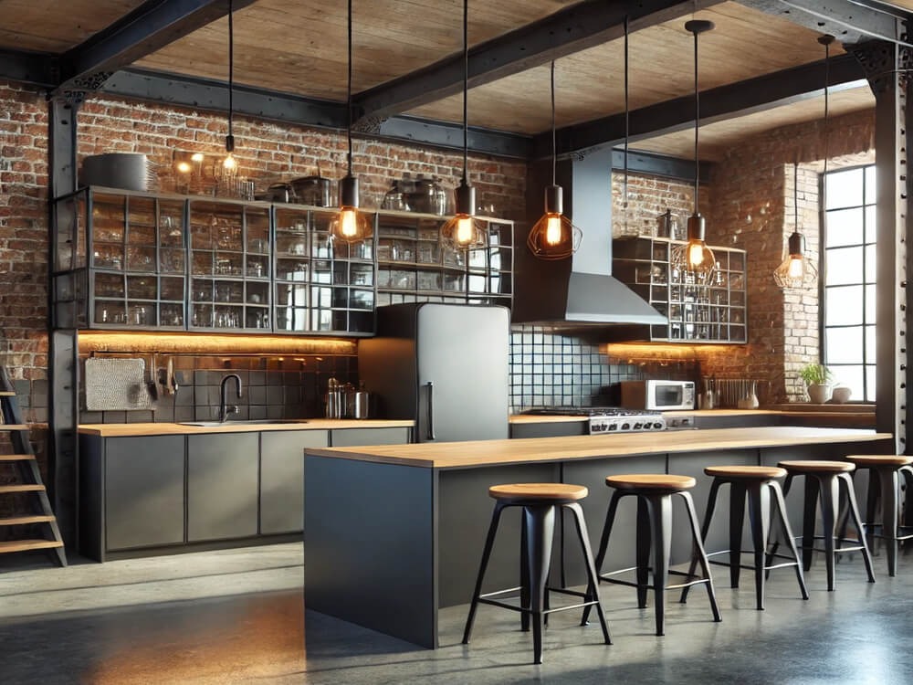 Wie richtet man eine Küche im industriellen Loft-Stil ein?